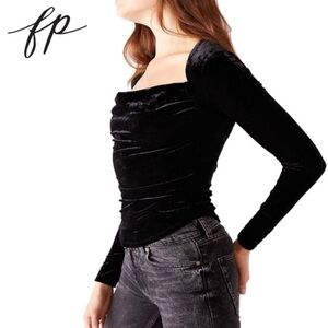 Free People Velvet Cowl Neck Top Size S